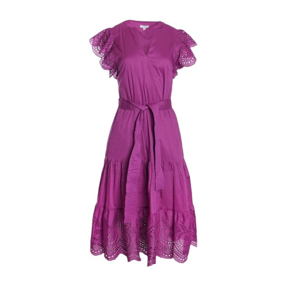 Rails Gia Eyelet Embroidered Cotton Midi Dress in Berry Size M NWT - Picture 2 of 13